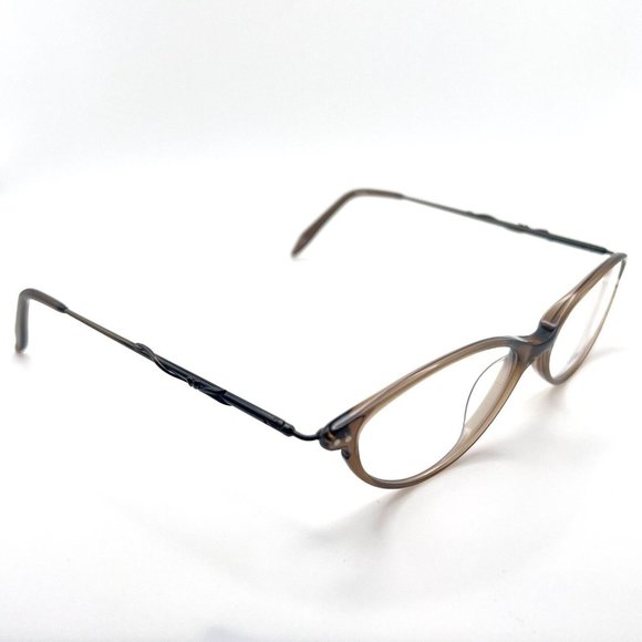 Cote D’Azur Miranda Oval Horn Full Eyeglass Frames Metal Plastic Brown 51-16-135 - Picture 2 of 12